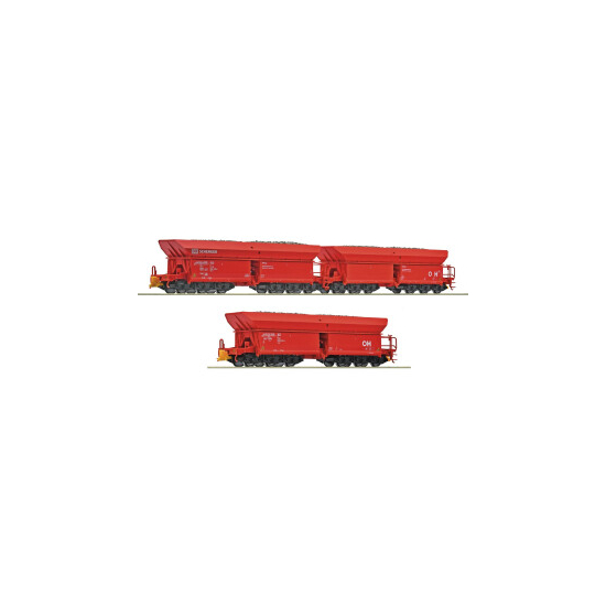 Roco 6600270, Zestaw 3 wagonów towarowych nr #1 samowyładowczych Falrrs 152 H0